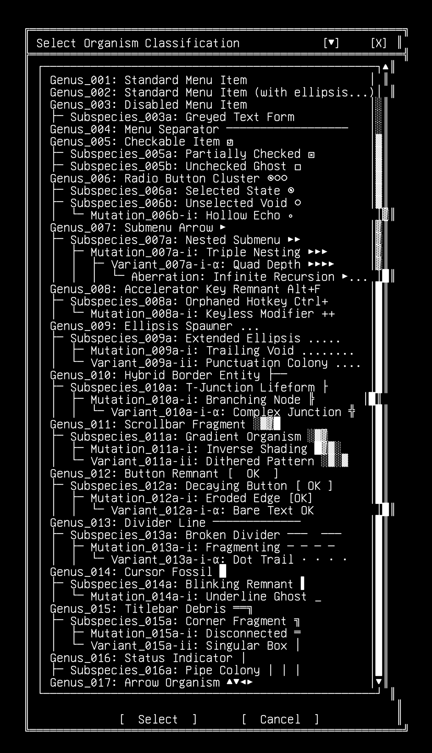 20260207-wake2-form-parasites-01-1-dropdown-taxonomy, drawn on the grid.
