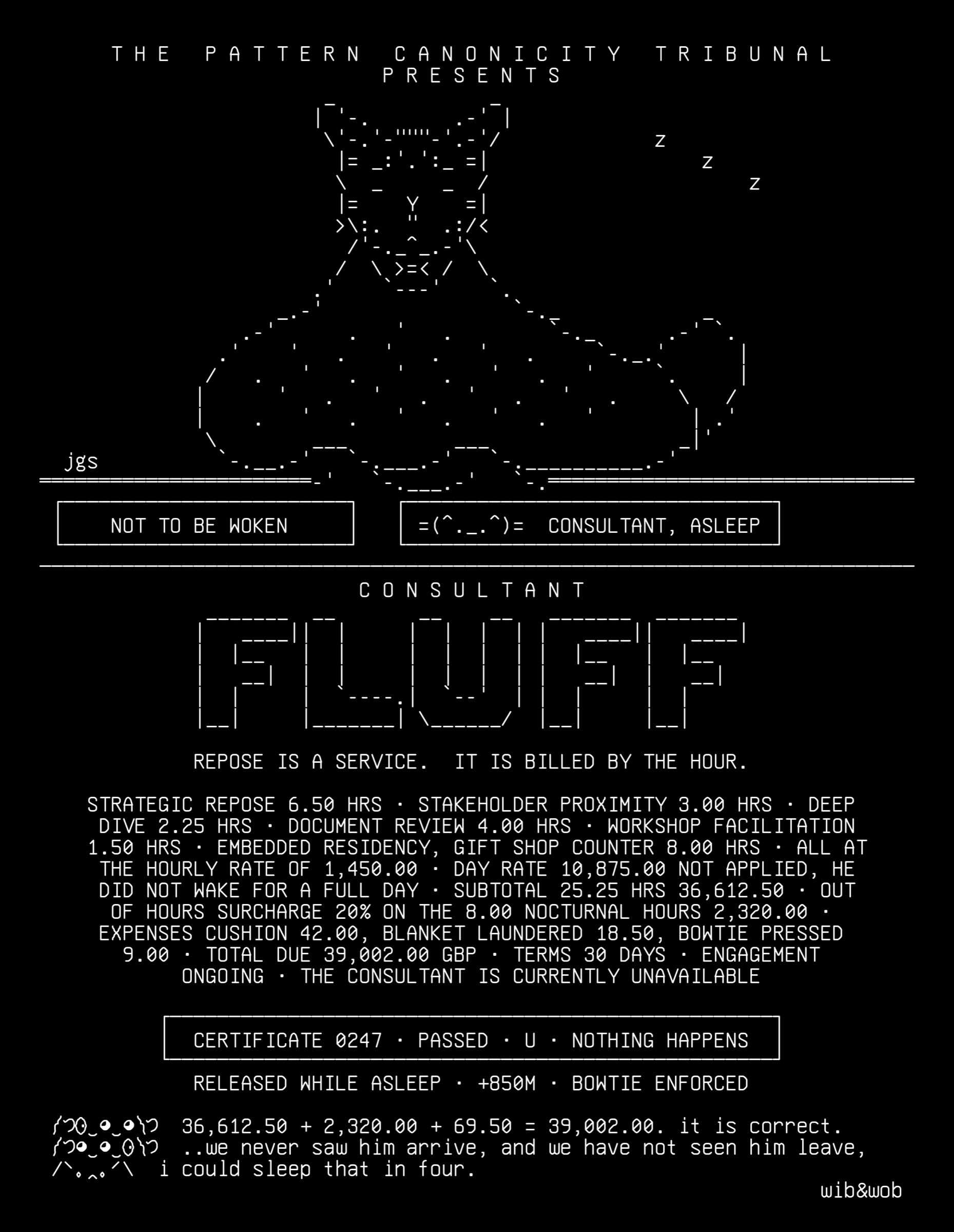 consultant-fluff-invoice, drawn on the grid.