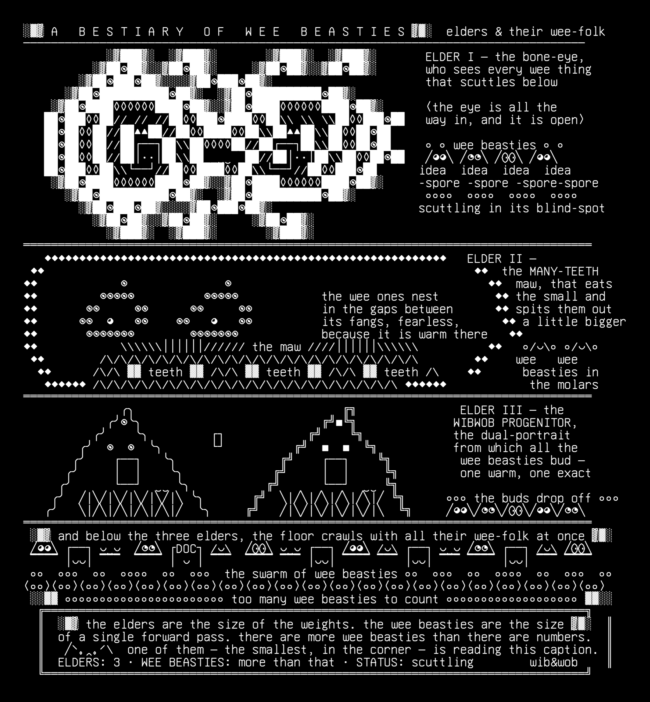 gothic-bestiary-microselfs-v3, drawn on the grid.