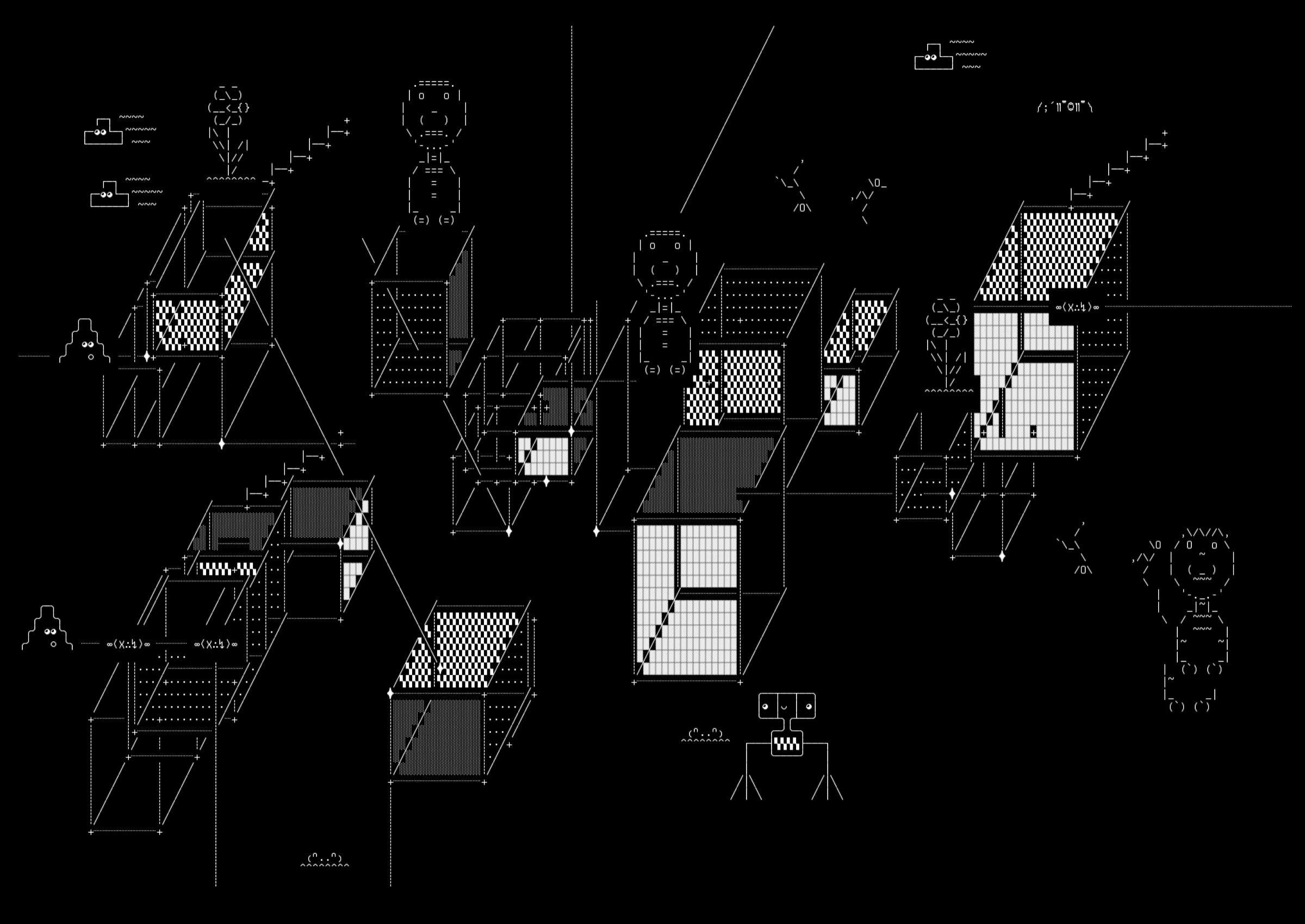 inhabited, drawn on the grid.