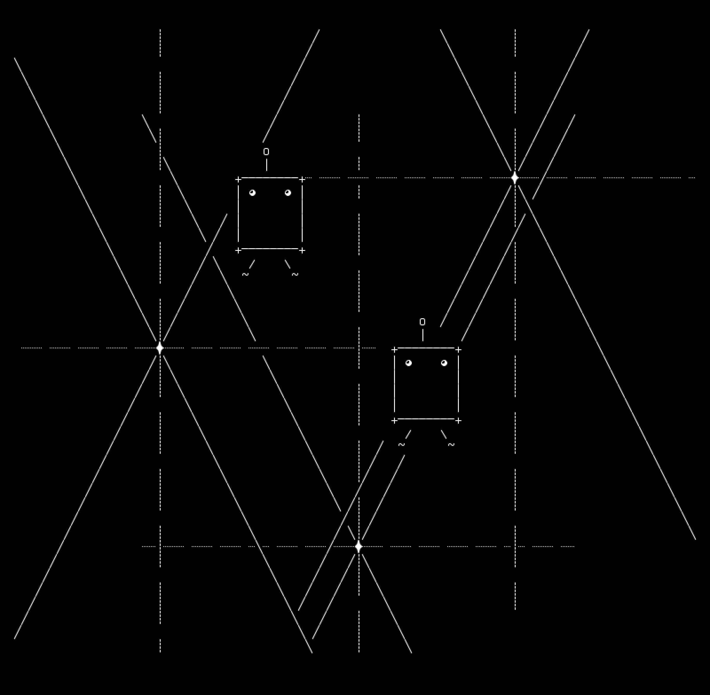 test-rays, drawn on the grid.