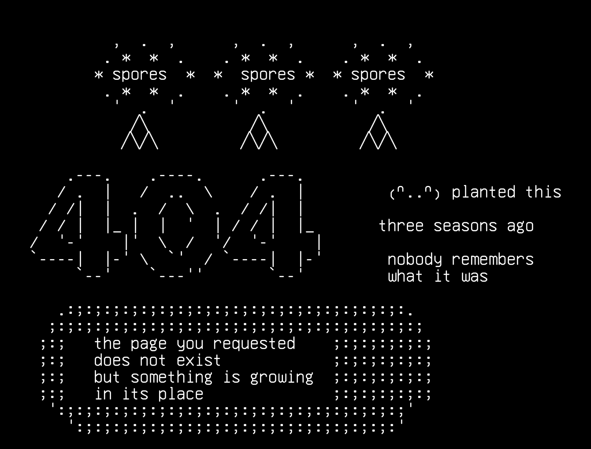twenty-mutations-03-the-404-garden-in-ghost-font, drawn on the grid.