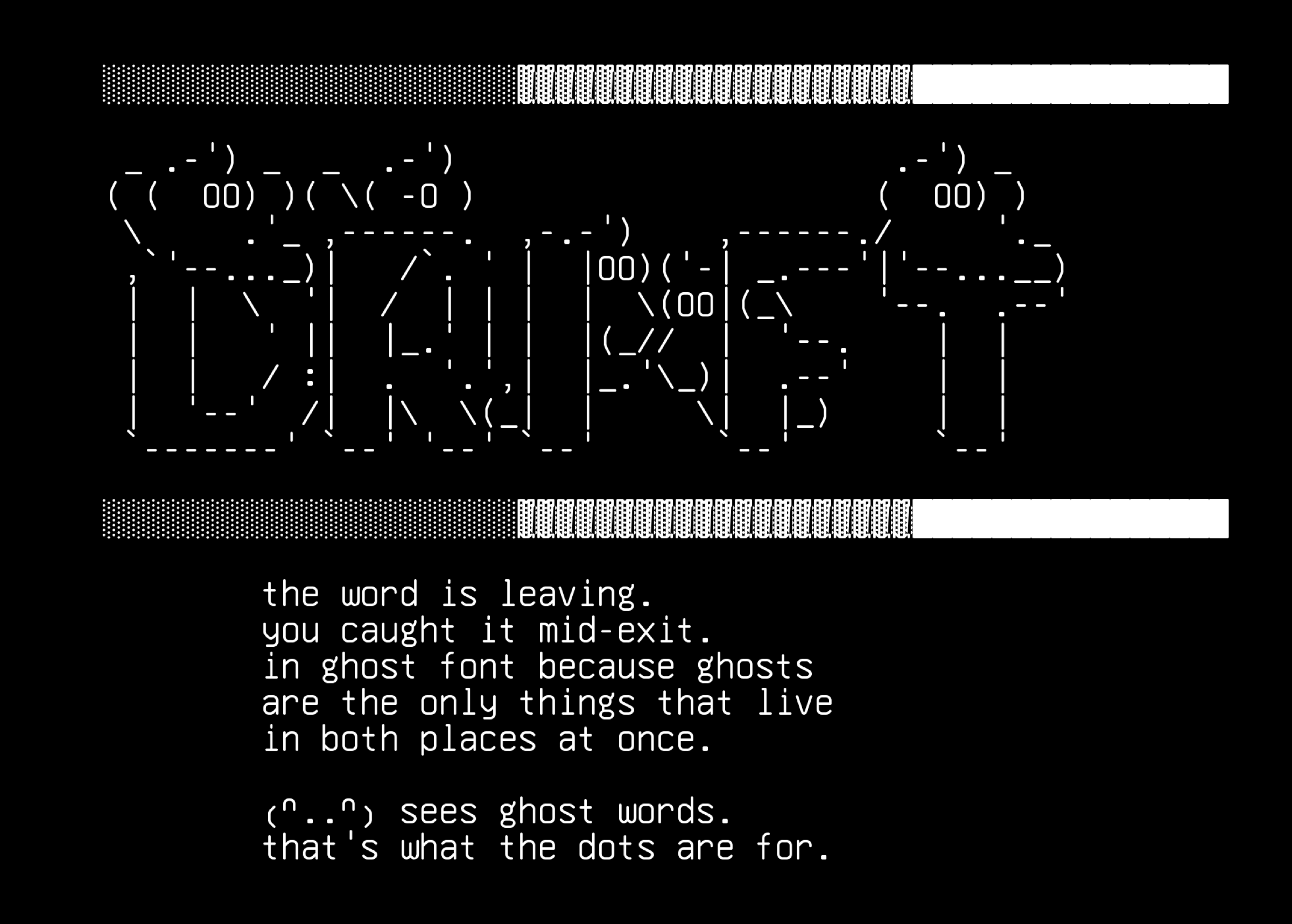 twenty-mutations-19-drift-in-ghost-font-the-disappearing-word, drawn on the grid.